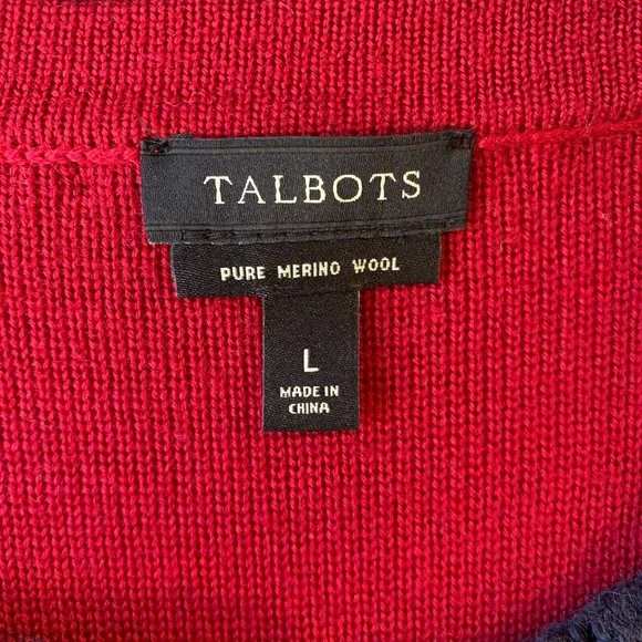 Talbots Dark Red Merino Lady Cardigan Sweater, Large - Picture 3 of 7